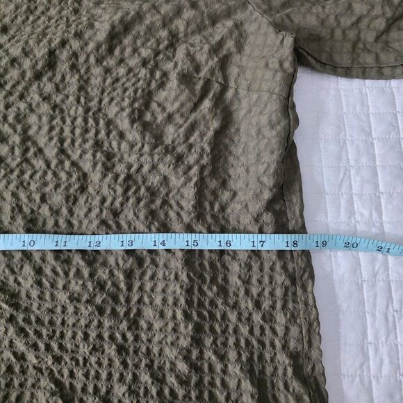 Pieces Loose-Fit Textured Olive Green Long Sleeve Dress W/ Button Back S - Picture 8 of 10